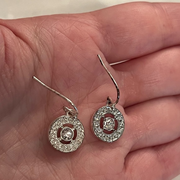 Silver Diamond Cz Drop Earrings - Picture 4 of 5